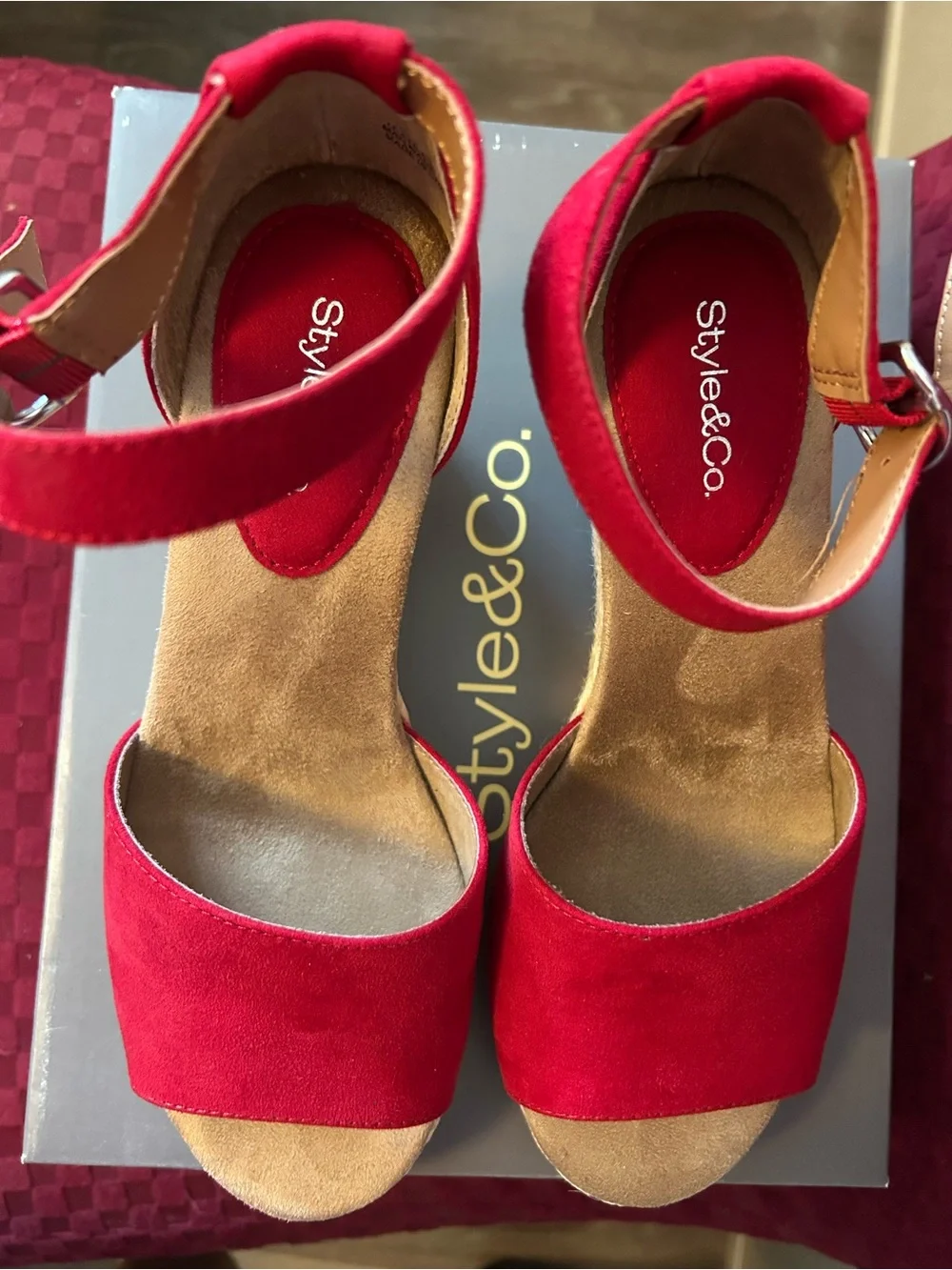 Style & Co. Red Espadrille Wedge Sandals